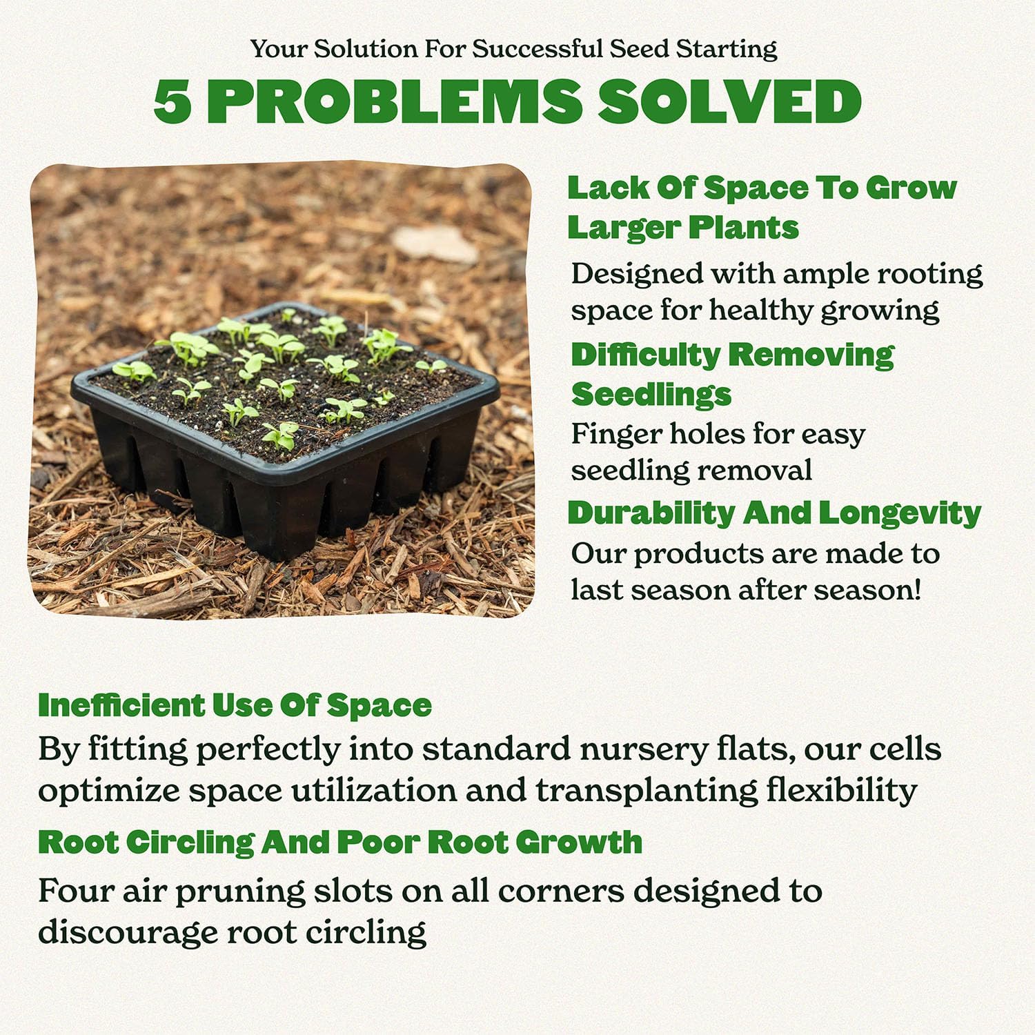 Epic Gardening Reusable Seed Starter Tray - 16 Cell/8 Seedling Starter Trays - Easy Watering, Indoor Greenhouse, Plant Starter, Gardener-Friendly for Seedlings | UV-Treated & BPA-Free - Black