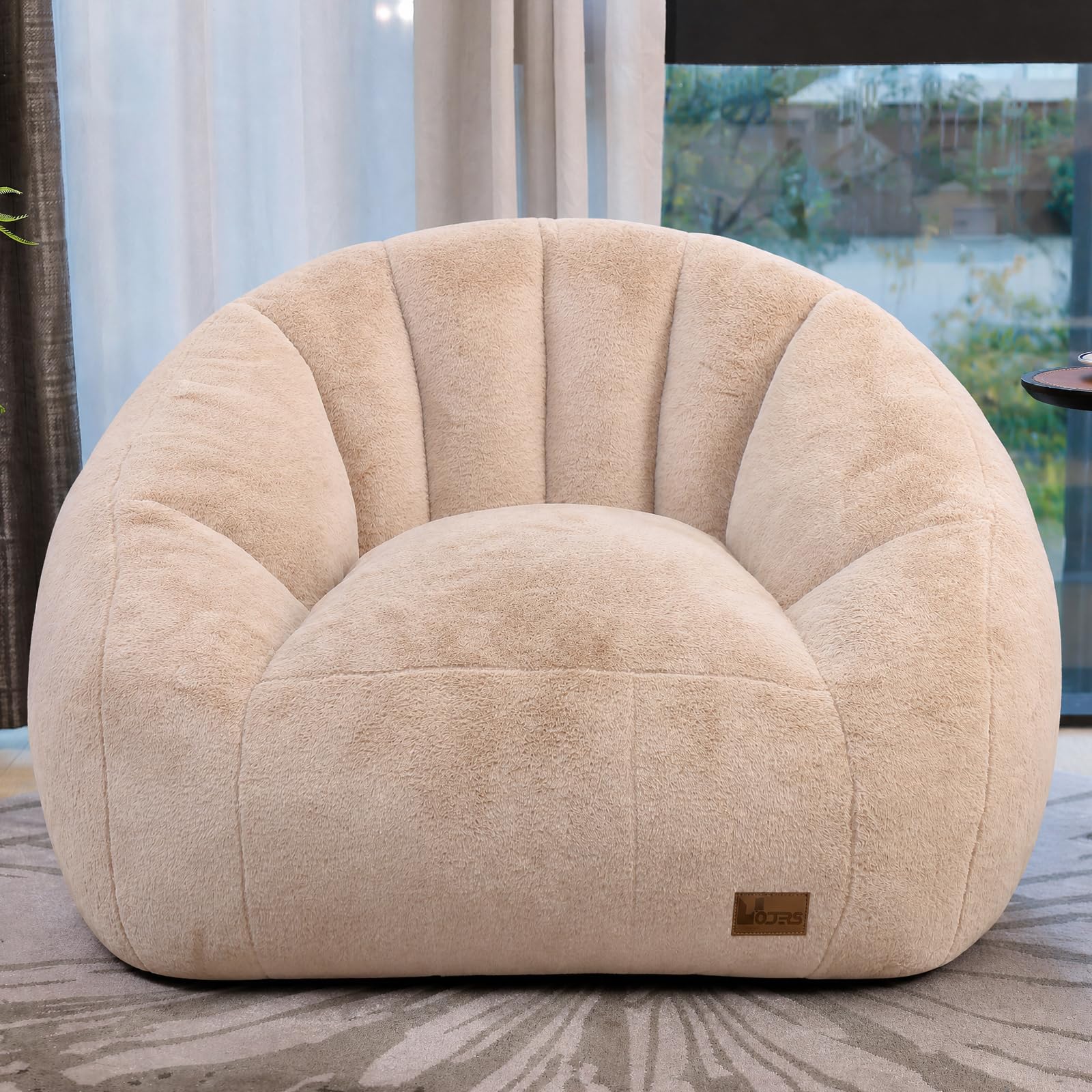 Photo 1 of UODERS Giant Bean Bag Chair for Adults, Teens and Kids, Cozy Fluffy Corduroy Beanbag Chair with Filler, Large Floor Lounge Sofa for Living Room, Bedroom, Dorm, Gaming and Reading(XL-khakiiiiiiii)
