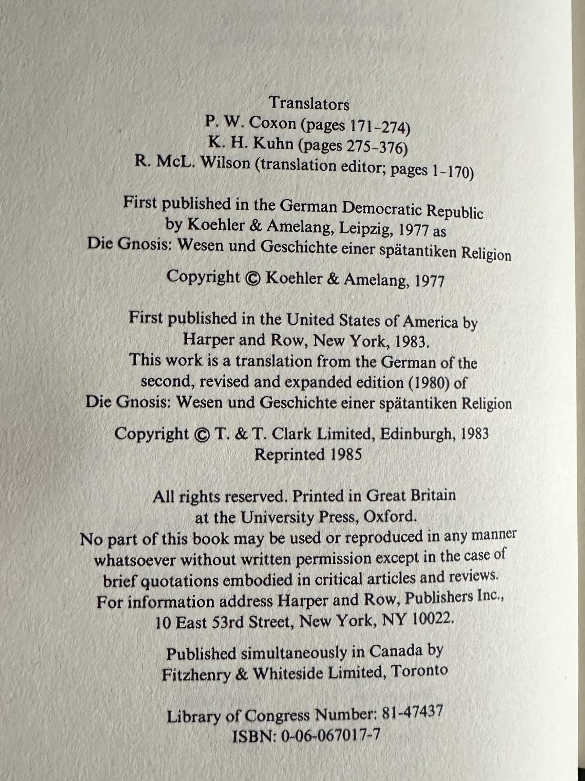 Gnosis: The Nature and History of Gnosticism