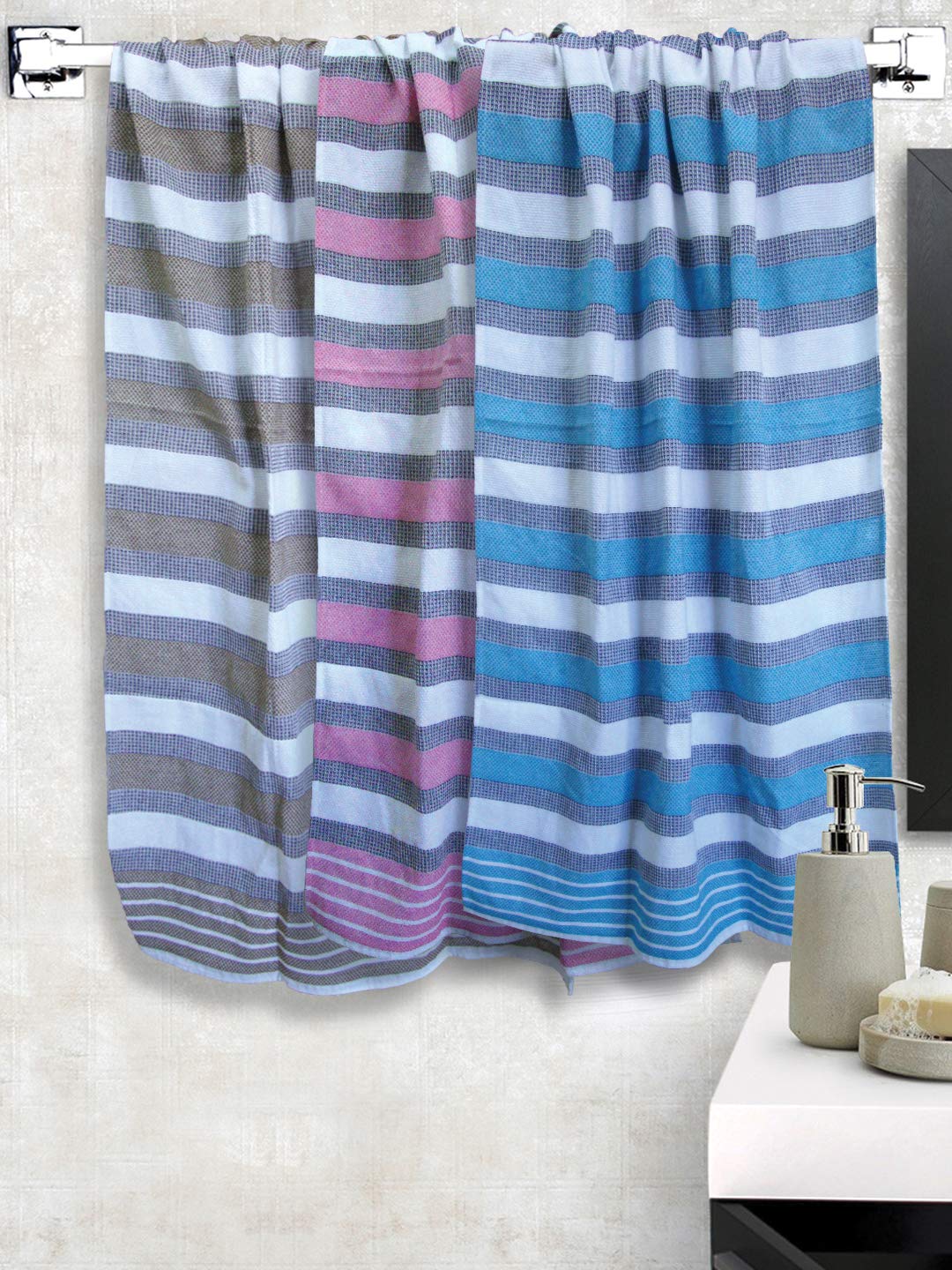 Athom Living Light Weight Cotton Premium Bath Towel 75x150 cm Pack of 3.