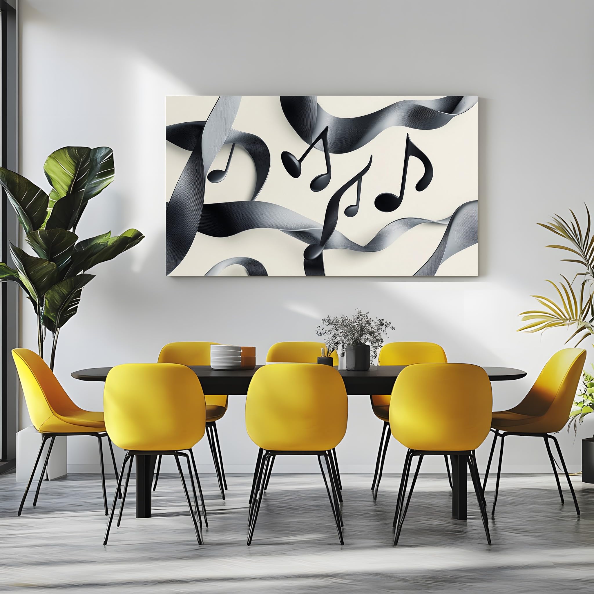 Generico Immagini su Tela Moderne Note Musicali Poster 50x100cm | per Soggiorno Grande Formato Quadri Nastri Astratti Quadro Tela Decorativa Vortici Eleganti Camera da Letto Stampe d'Arte