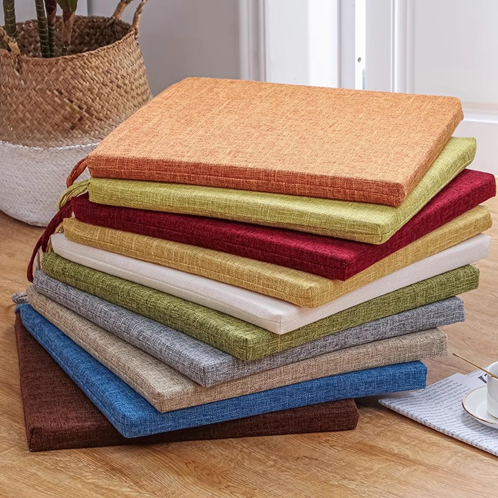 Cuscino di rialzo per poltrona 40X40X5cm 4 pezzi con cinghie di fissaggio, comodo memory foam spesso, cuscino per seduta lavabile con cerniera, tappetino per sedia per soggiorno, sala da pra