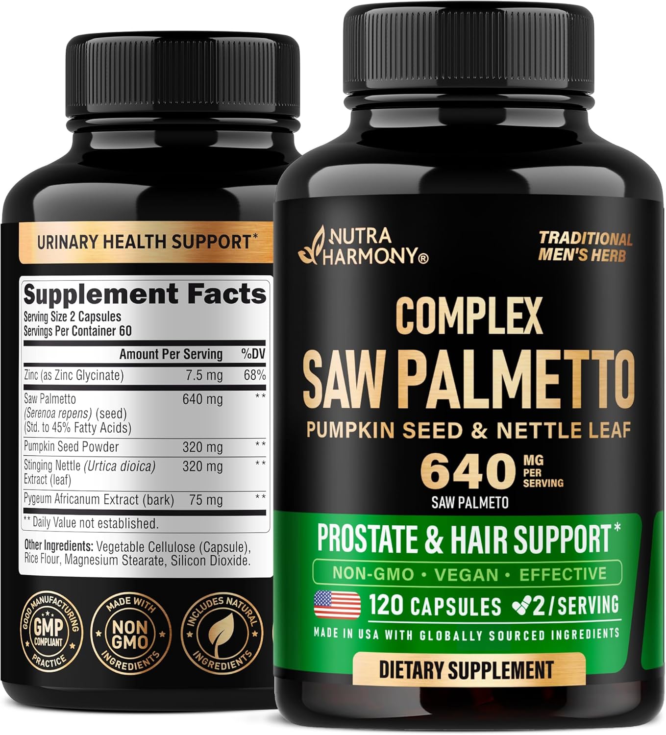 Saw Palmetto for Men 640mg – Pumpkin Seed | Nettle | Zinc & Pygeum – Prostate Health & Urinary Supplement – DHT Blocking & Hair Support – 45% Fatty Acids, Clinical Strength – Made in USA, 120 Capsules Saw Palmetto for Men 640mg – Pumpkin Seed | Nettle | Zinc & Pygeum – Prostate Health & Urinary Supplement – DHT Blocking & Hair Support – 45% Fatty Acids, Clinical Strength – Made in USA, 120 Capsules