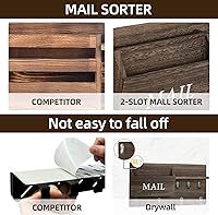 Vista 5 de Soporte para llaves para pared, correo y llaves, soporte de pared con doble gancho para llaves y perchero de pared, organizador de llaves adecuado