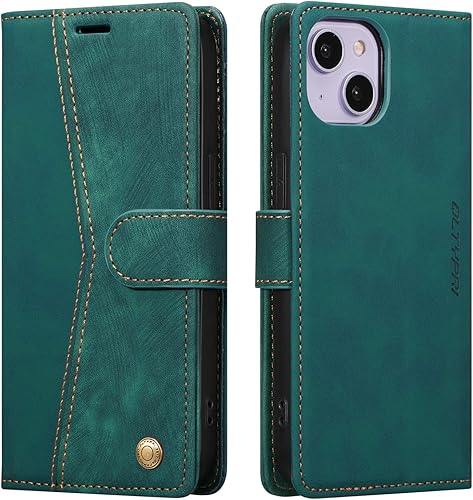 Miniatura 16 de QLTYPRI Funda para iPhone 13, funda de piel sintética con cierre magnético, soporte para tarjetas, función atril, a prueba de golpes, funda
