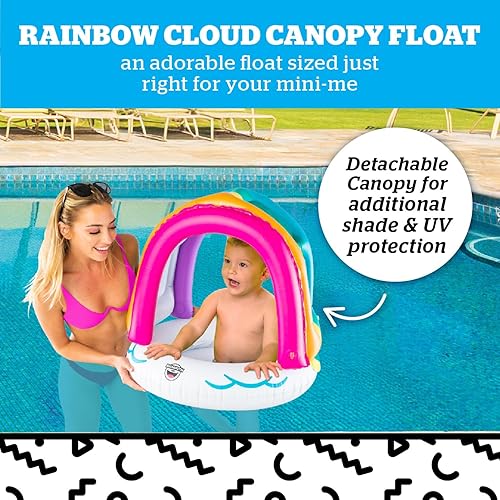 Vista 13 de BigMouth Inc Lil' Flotador de agua con protección solar superior, flotadores de piscina cubiertos para bebés, bebés y niños de 1 a 3 años nadadores