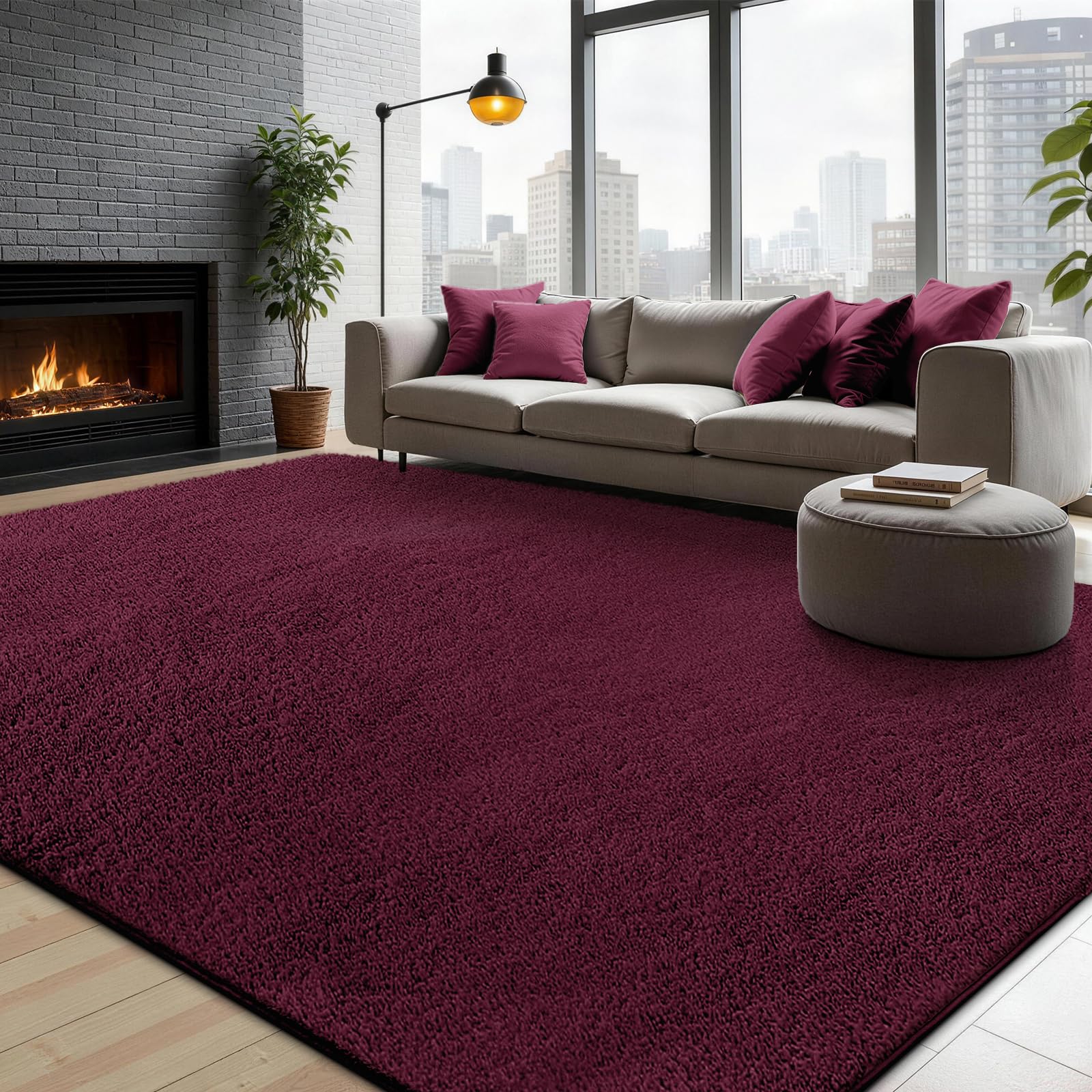 XSIVOD Large Soft Fluffy Shaggy Rugs Living Room, 200x300cm, Wine Red — image 1