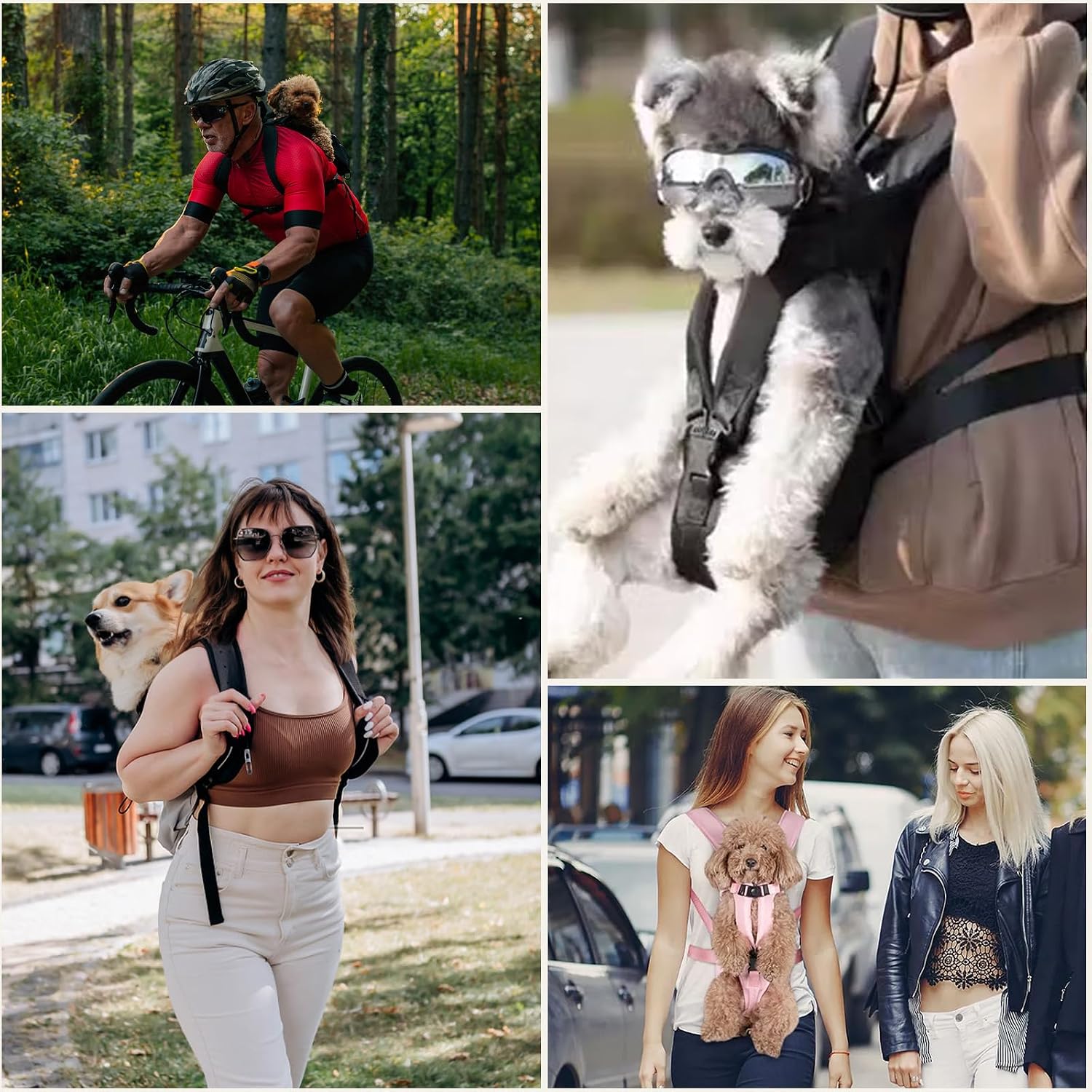 Adjustable Pet Front Carrier Backpack, Hands-Free Dog & Cat Travel Bag for Small & Medium Pets Easy-Fit Puppy Travel Backpack Army Green M