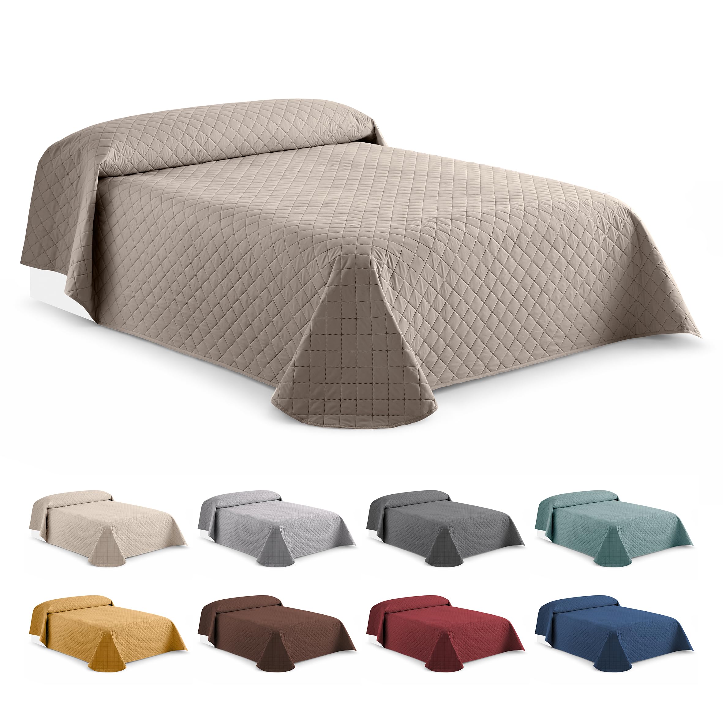 EasyCosy Copriletto Matrimoniale 2 Piazze 250x260 cm Beige a Rombi – Trapuntino Estivo e Mezza Stagione Leggero, Multiuso, Morbido e Traspirante (Microfibra) OEKO-TEX®