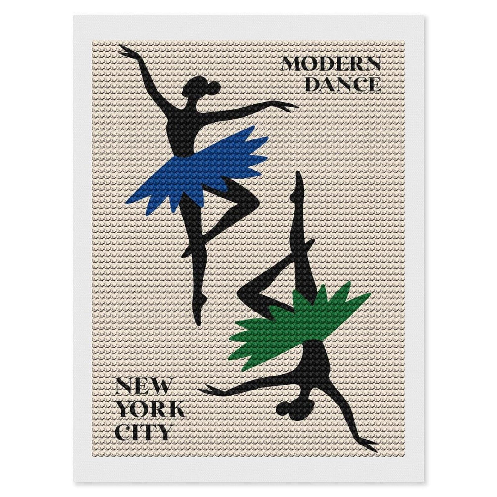 Junmoney Modern Dance Ballet Diamond Painting Set 12"x16", Sparkling Round Gems, Decorate Your Room, Fun Craft Experience, Modern Decor