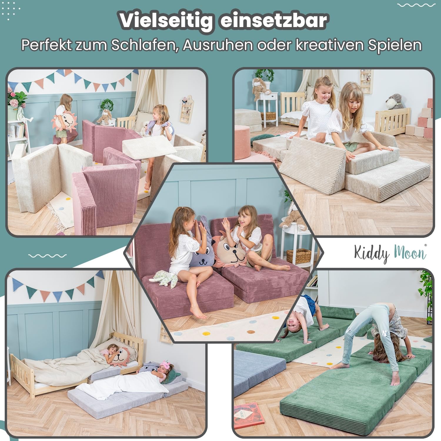 KiddyMoon Kinder Matratzen Aufklappen Aus Schaumstoff Kindermatratze Kleinkindmatratze Kinderzimmer Faltmatratze, Grün