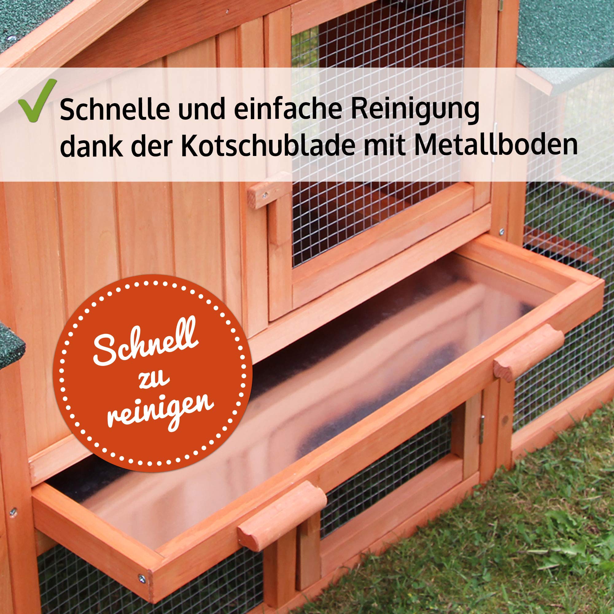 zooprinz großer Hasenstall - aus edlem massiven Vollholz ideal für draußen - Einfach zu reinigen Dank der Kotschublade - Kleintierstall mit ungiftiger Farbe gestrichen - Kaninchenstall Hasenstall