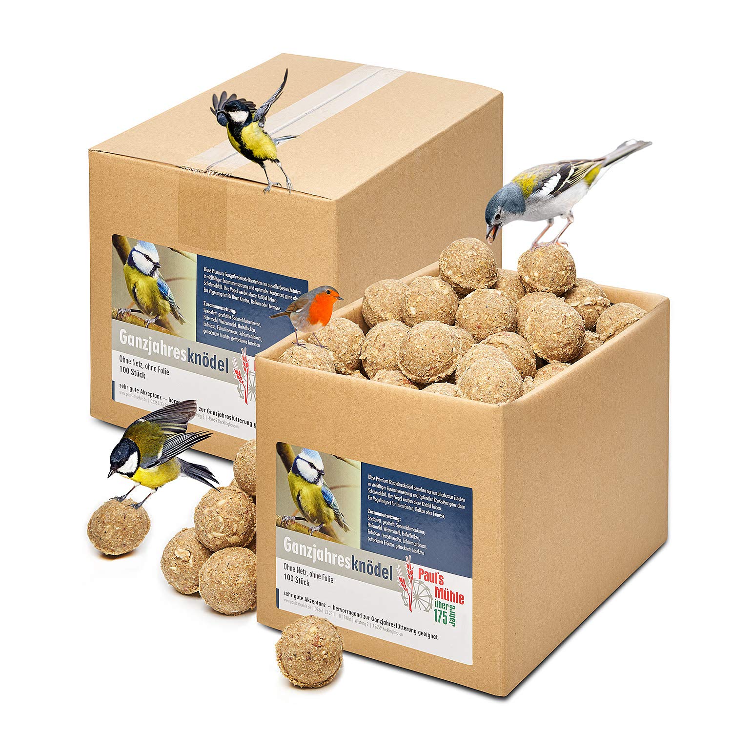Paul´s Mühle Ganzjahresknödel mit Insekten und Trockenfrüchten, ohne Netz ohne Folie, 200 Stück