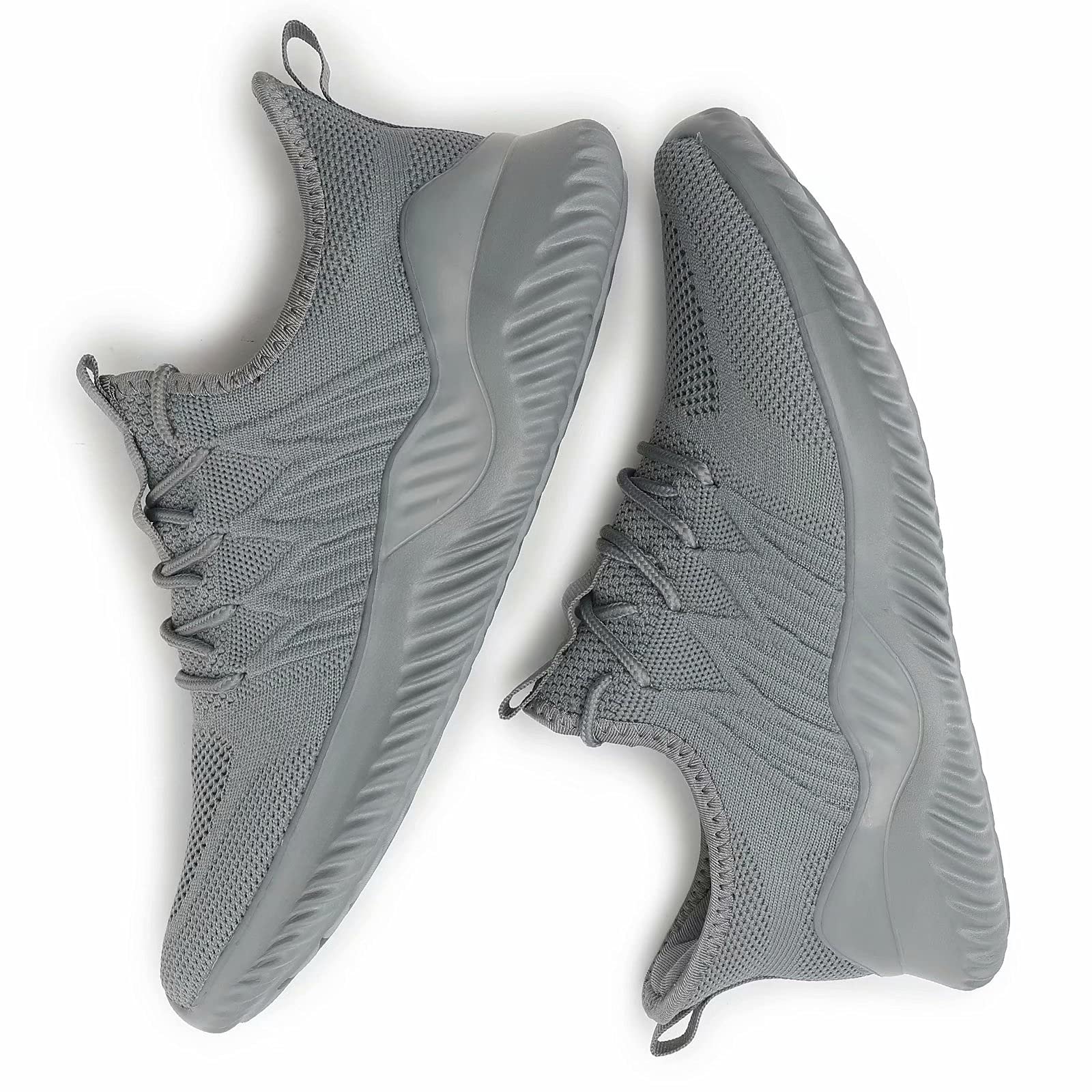 Socviis Mens Slip On Running Shoes Athletic Walking Trainers Lightweight Breathable Mesh Tennis Sneakers Grey