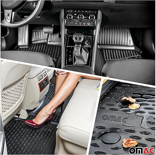 Miniatura 2 de OMAC Alfombrillas 3D personalizadas y revestimientos de carga para Audi Q8 2019 2024 2020 2021 2022 2023 2024 todo tipo de clima, negro