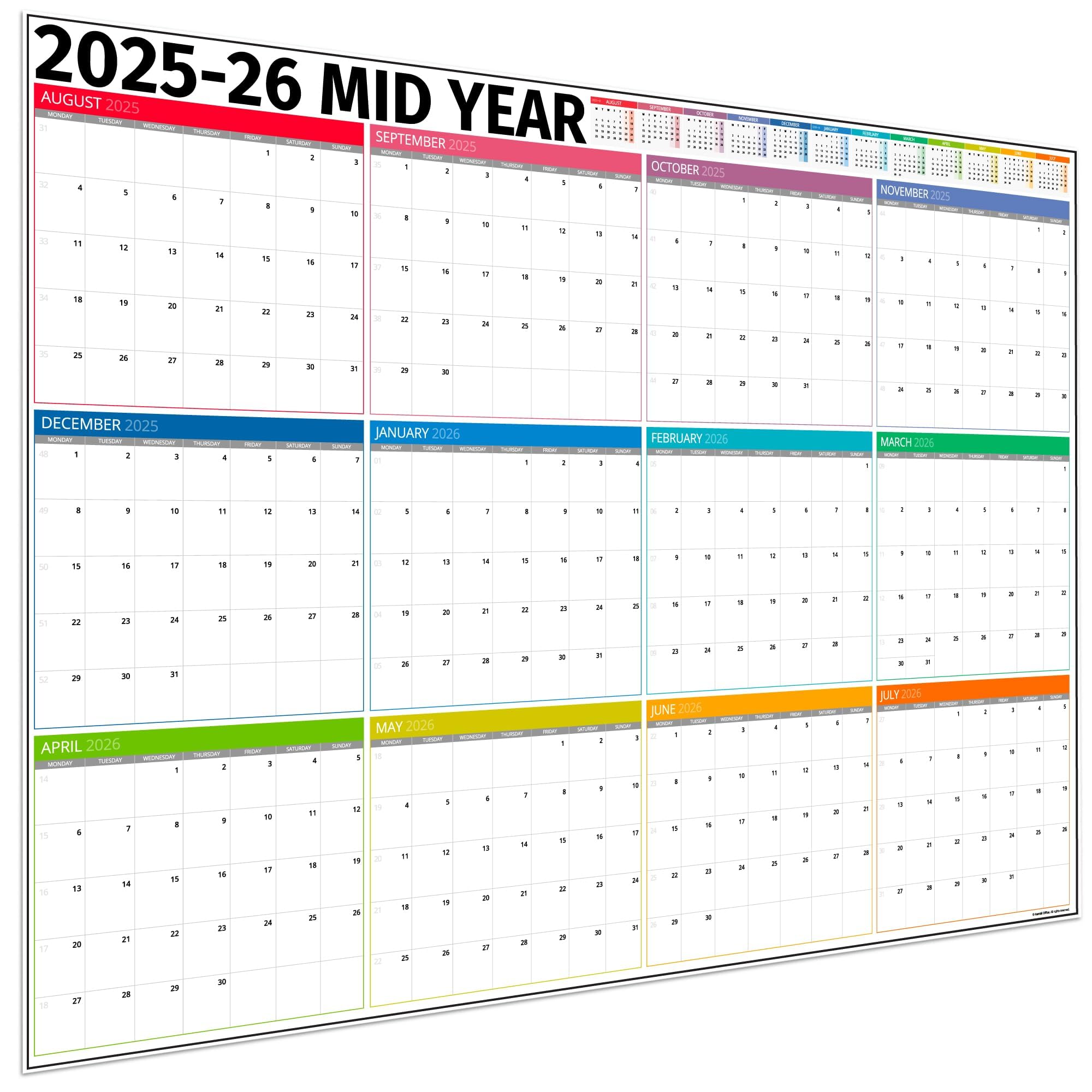 Academic Wall Planner 2024-2025 – Extra Large 84 x 60cm Mid Year Planner Wall Calendar – 24/25 School Planner For Teacher, Office, University Essentials – Folded Boxes Edition