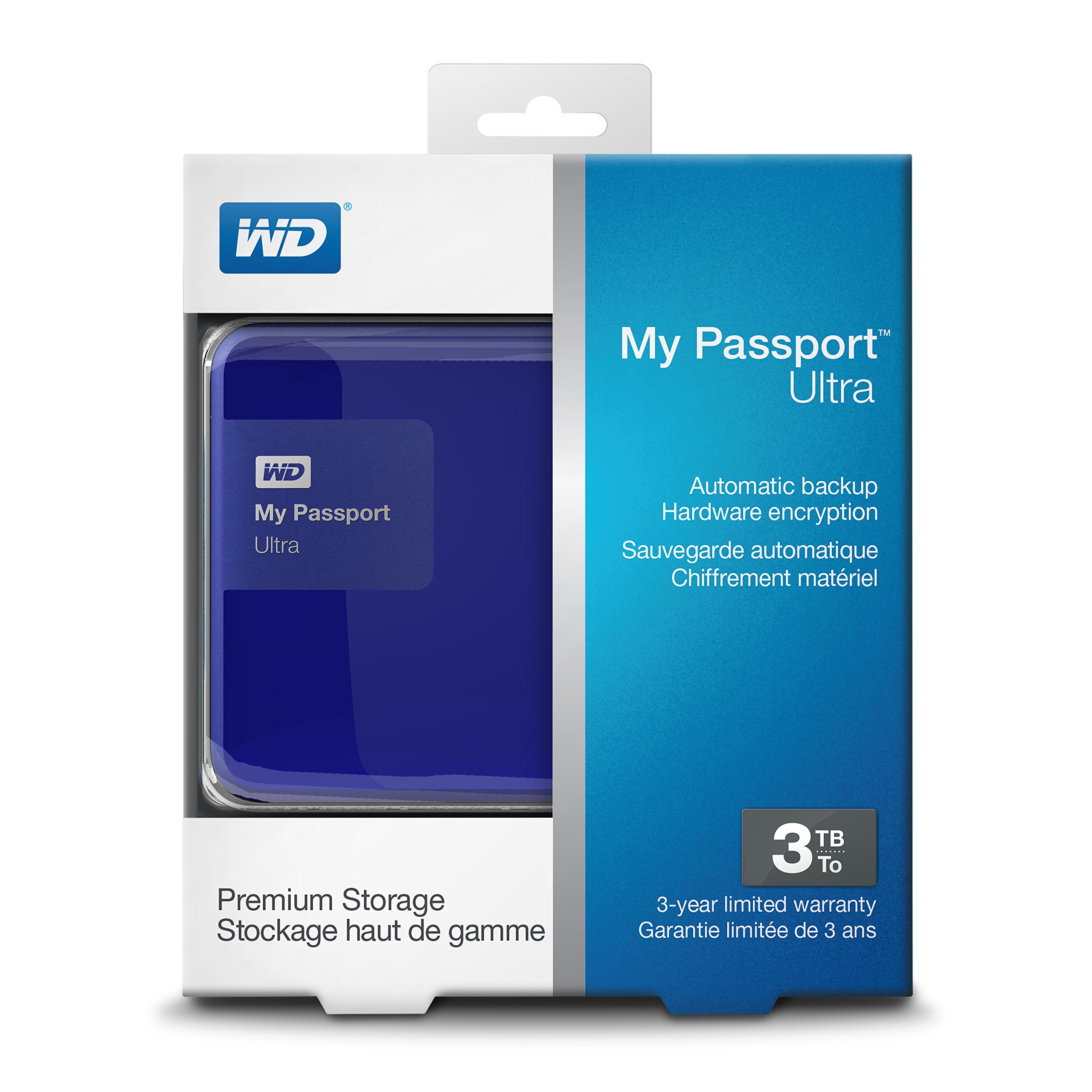 WD 3TB Blue My Passport Ultra Portable External Hard Drive - USB