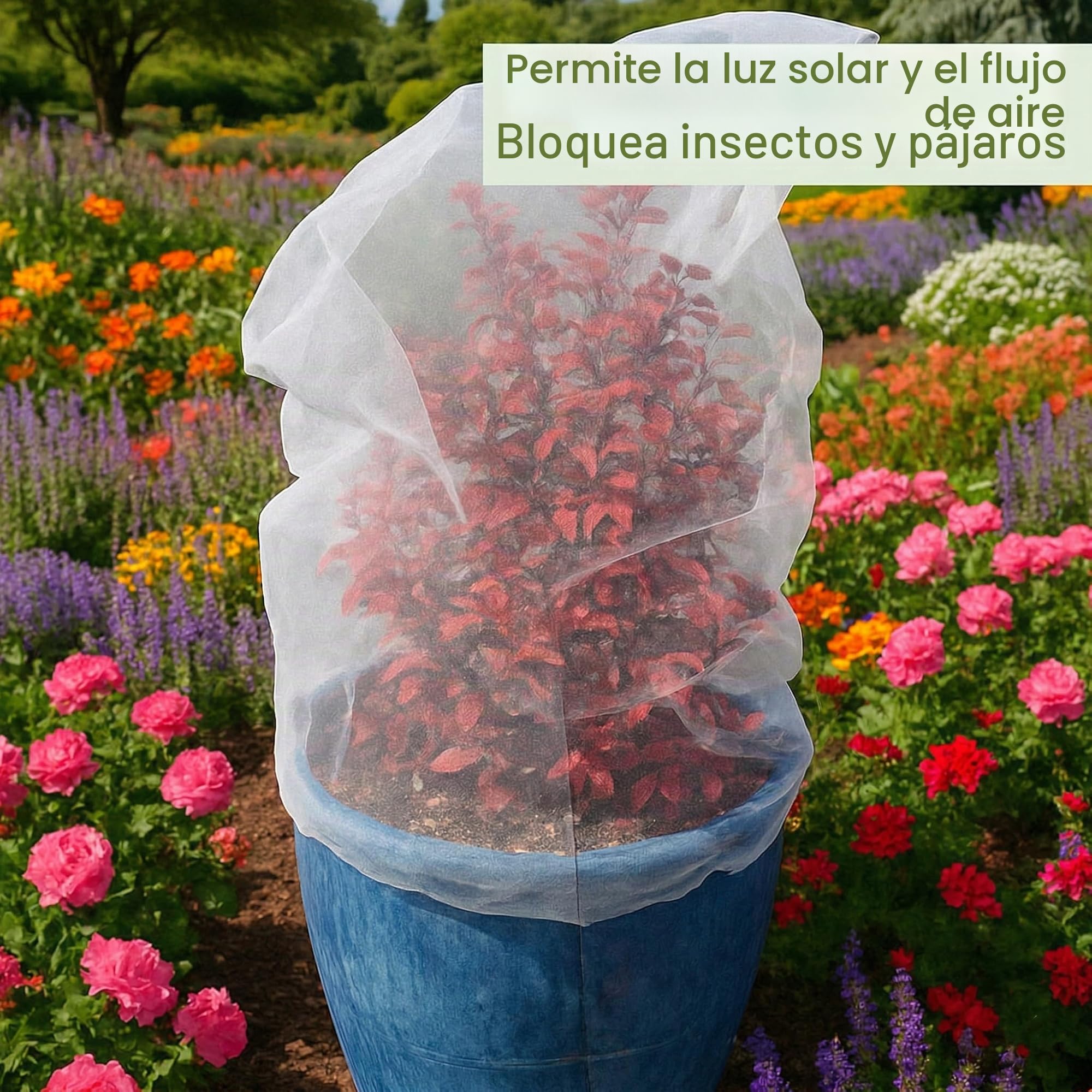 Red para Árboles Frutales 100x75CM en 4 Piezas | Bolsas de Protección para Frutas y Verduras en Diferentes Tamaños | Red de Jardín Blanca para Arándanos y Tomates