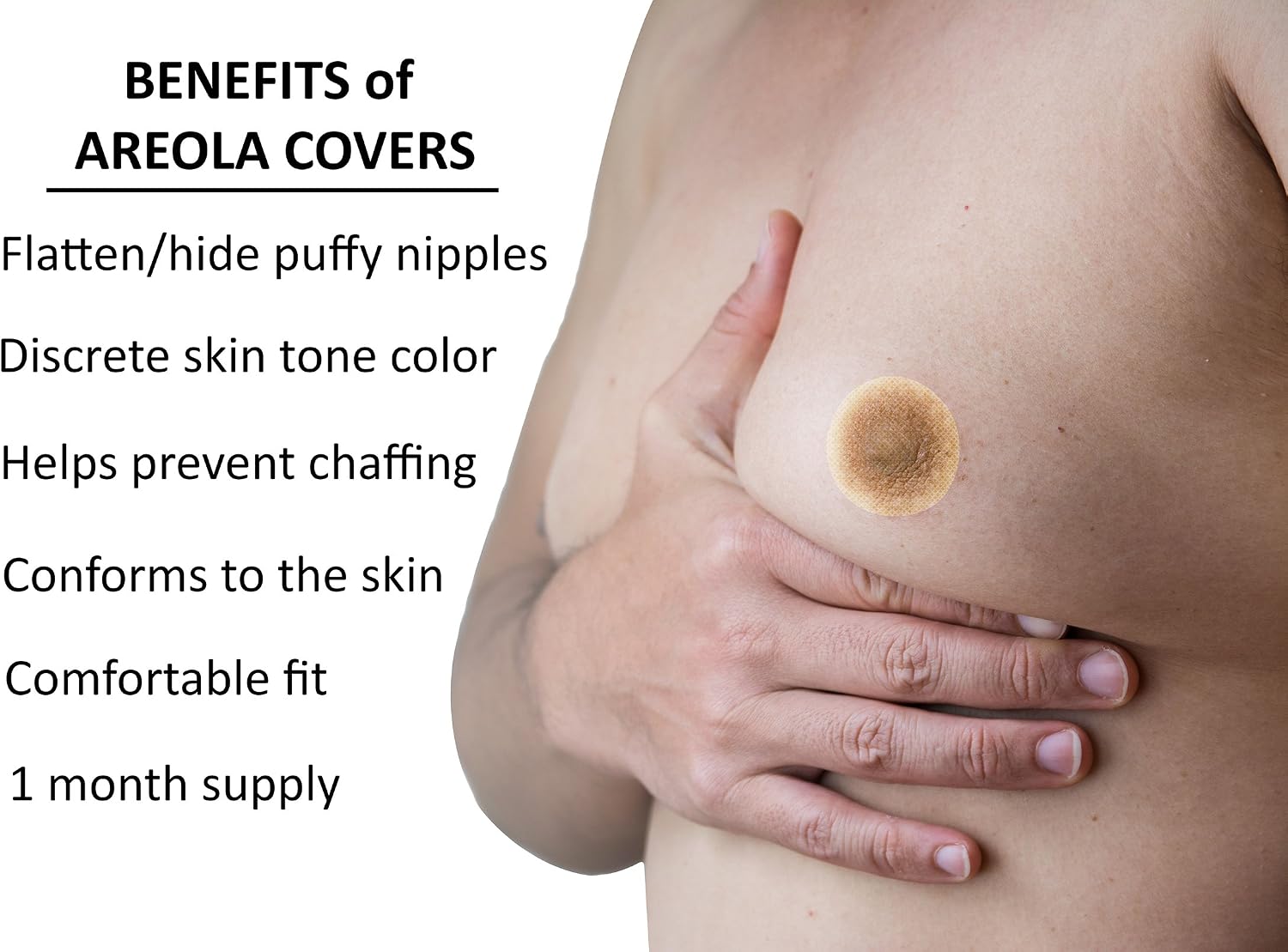 Men’s Nipple Covers for Gynecomastia Concealment – Hypoallergenic, Water-Resistant Adhesive Shields – Sweat-Proof, Comfortable, Daily Wear – 50-Pack