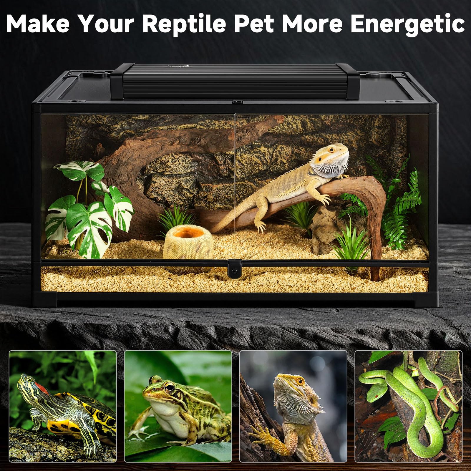 T5 UVB Reptile Light Fixture Upgrade Square HO UVB Bulb Lighting Combo Kit 10.0 UVB Light for Reptiles Terrarium Fluorescent 8W Reptile Light Bar UVA UVB Desert Lamp for Bearded Dragon Turtle Tank - image 7