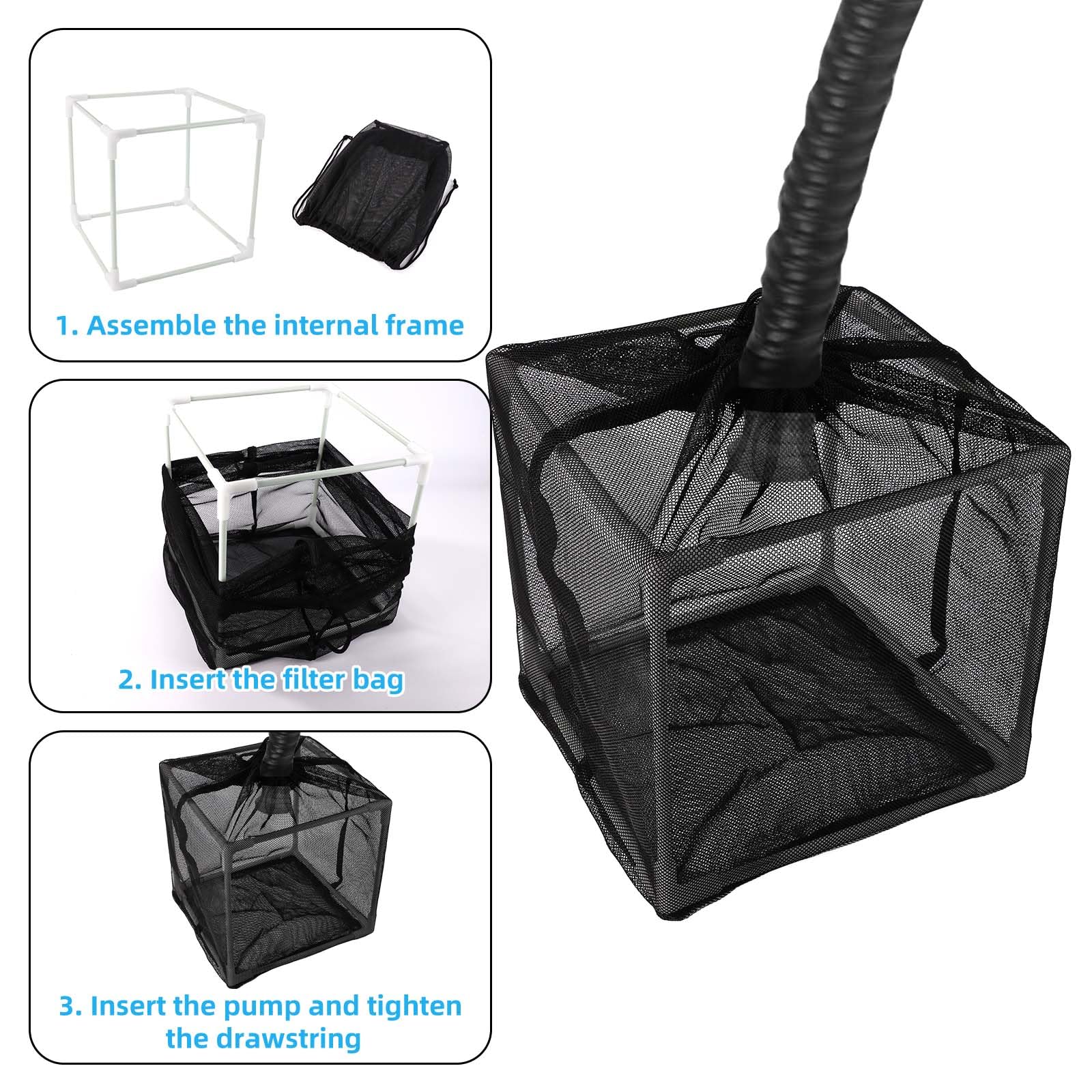 2uds Bolsa Filtro Piscina, 26cm Bolsa Bomba Estanque Cubierta Malla Bomba Agua Filtro Antiobstrucción Contenedor Cúbico Cesta para Estanques Peces Cascadas Al Aire Libre