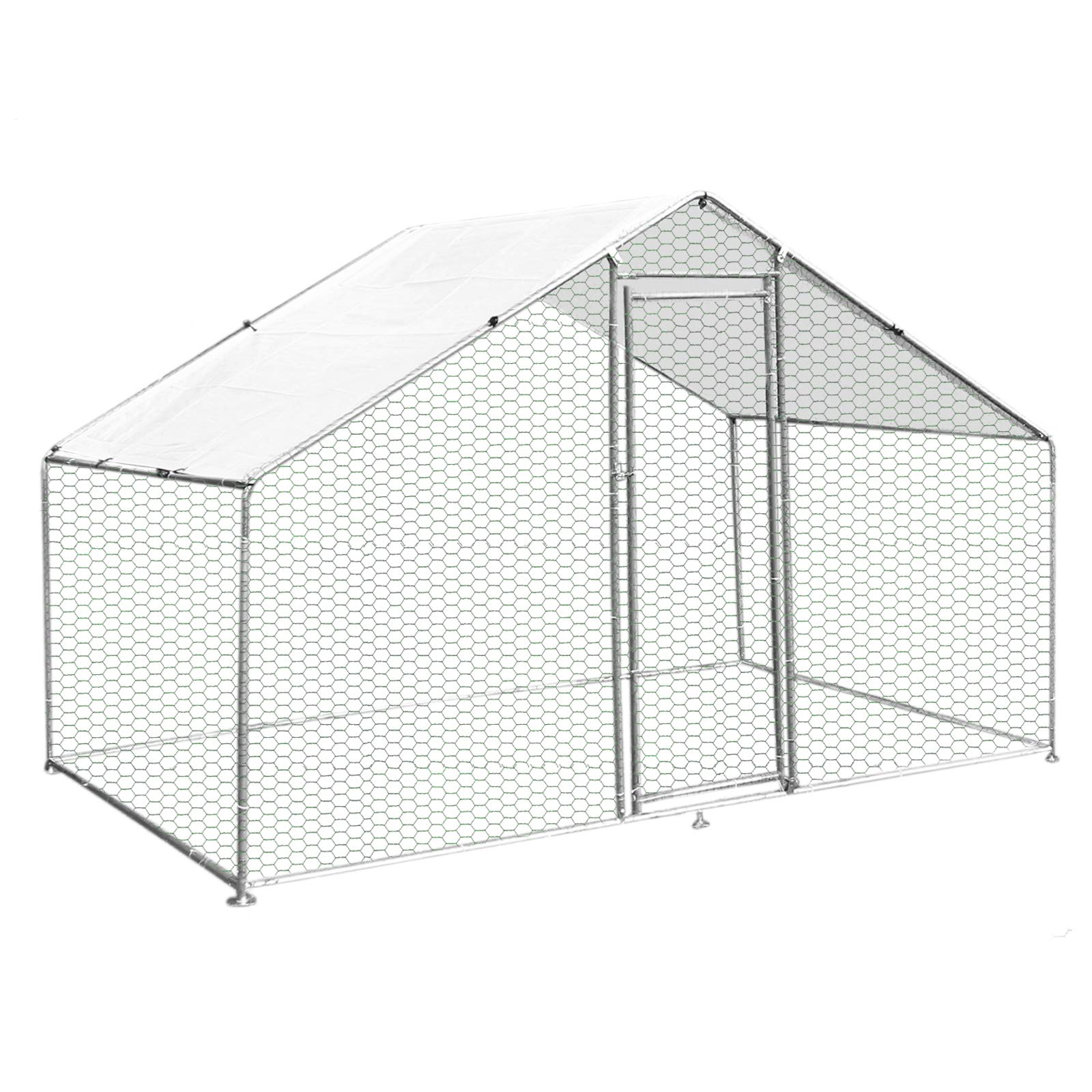 Walk In Chicken Run Cage Coop 3m x 2m x 2m Dog Pen House Kennel Large Metal Enclosure Rabbits Ducks Poultry Roof Cover Shelter Sunshade Pets Outdoor Backyard Farm Animal