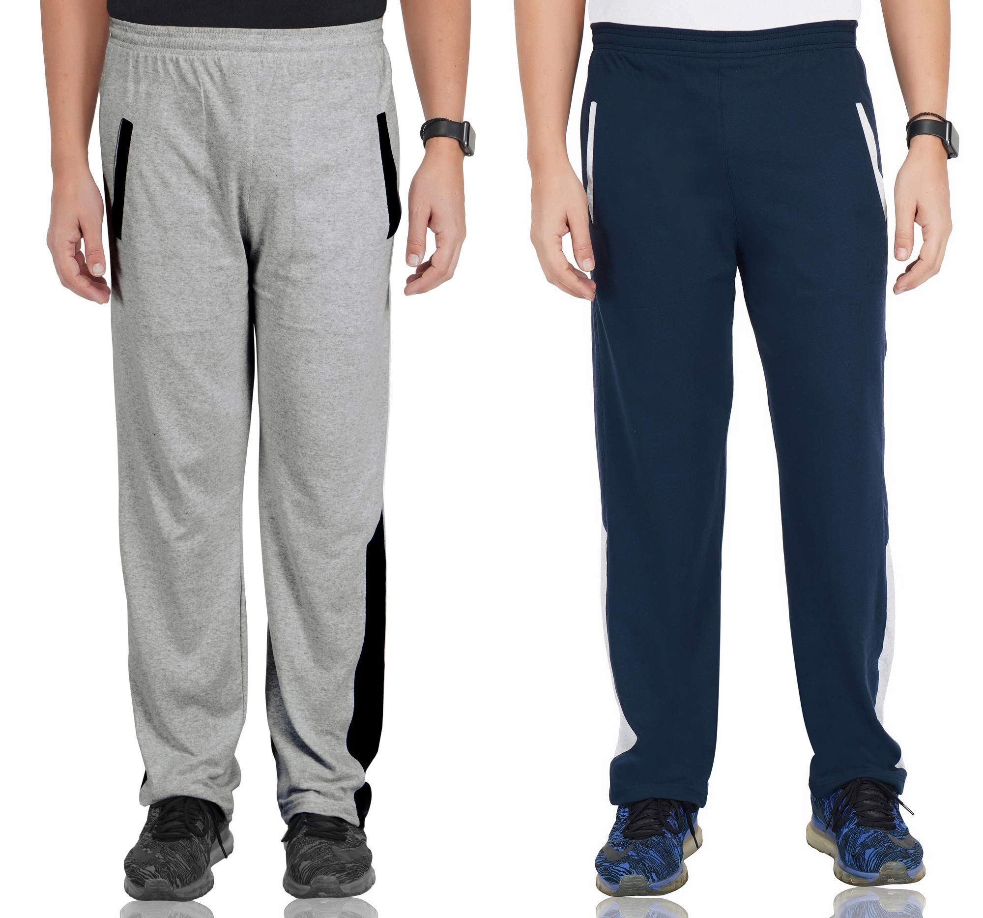Men's Regular Fit Two Stripe Cotton Track Pants, Joggers