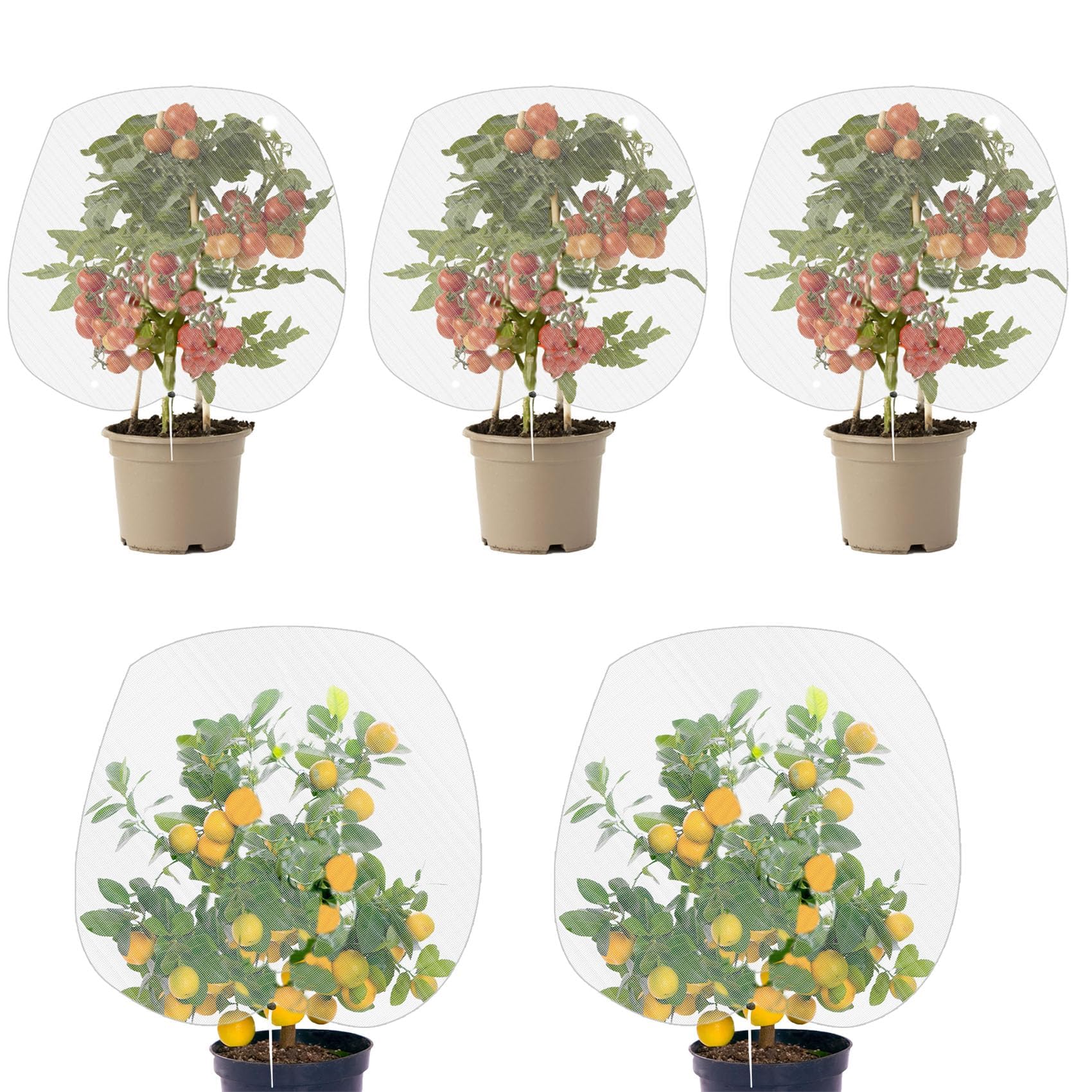 5 Stück Obstbaum Netz für Kirschbaum (80CM*80CM) mit Seil, Kirschbaum Netz Vogelschutznetz Engmaschig Pflanzenschutznetz Insektennetz Garten für Für Obstbäume Geeignet