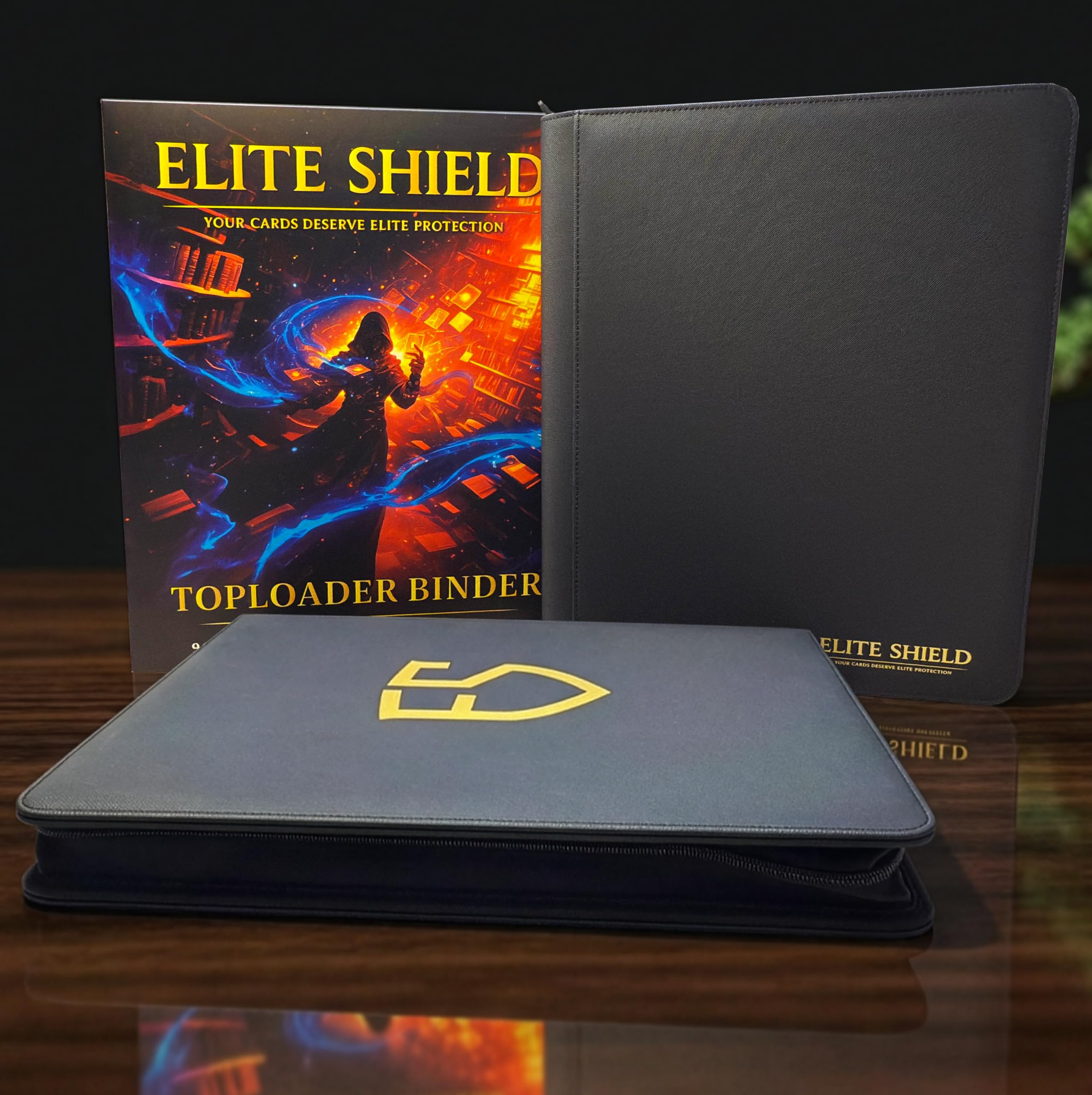 Elite Shield Classeur Toploader 252 Cartes – Album Zippé pour Cartes en Toploader – 9 Poches par Page – Compatible avec carte PKM, One Piece, Magic avec toploader – Cartes à Collectionner & TCG