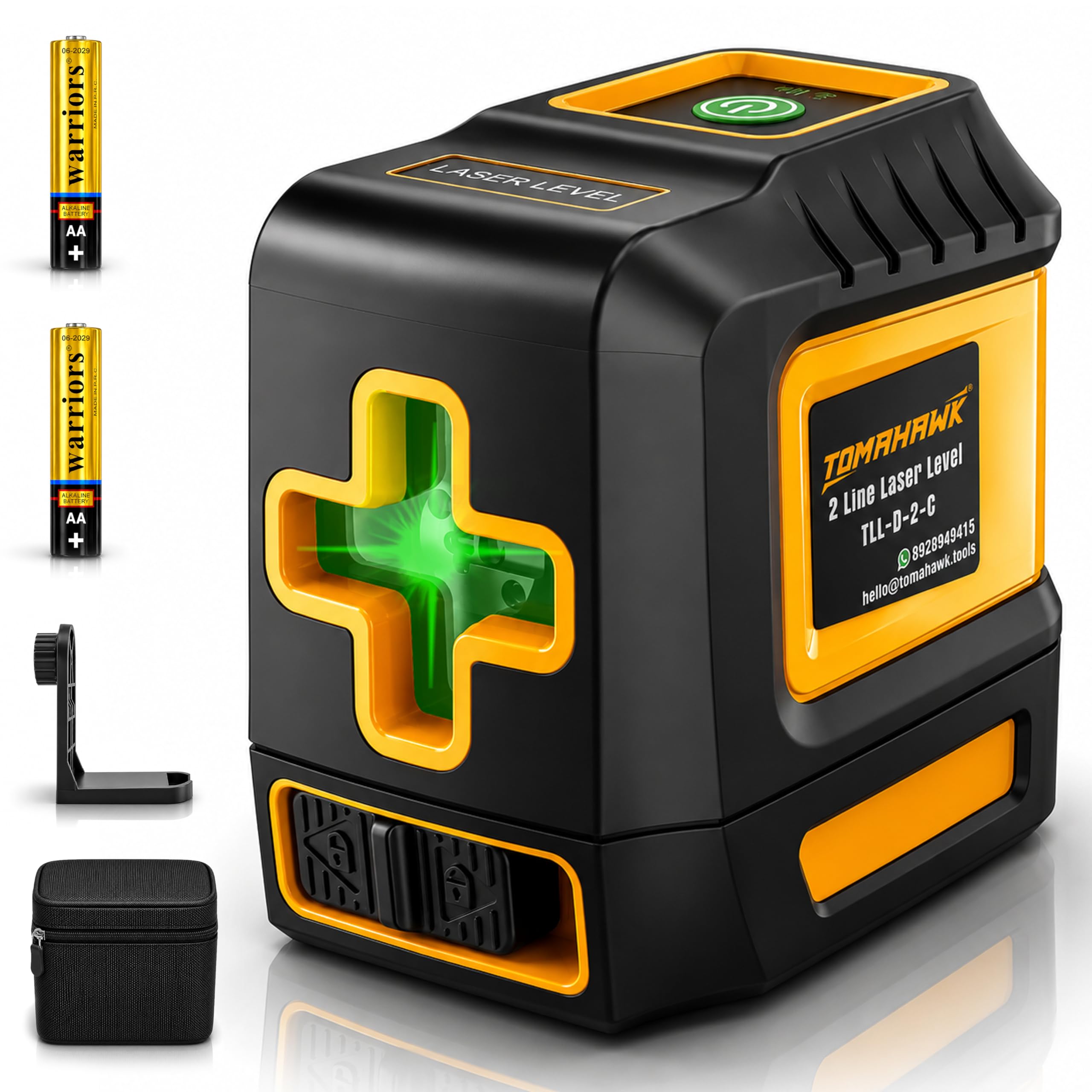TOMAHAWK® TLL 02-D-C, Compact 2 Green Line Laser Level - 98ft Green Cross Self-Levelling Laser Line for Construction Vertical/Horizontal Magnetic Base, Adjustable Brightness-image-25