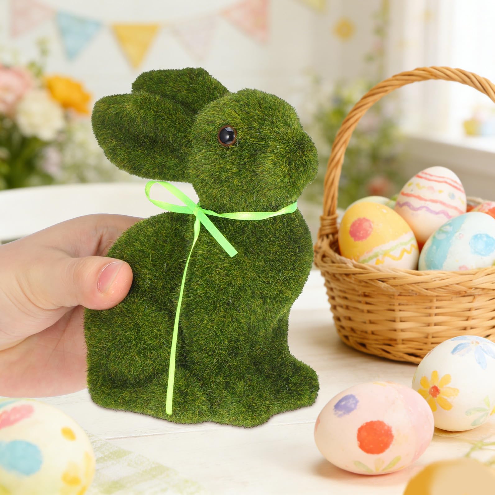 Alipis 3 Sätze Osterdekoration Moosbedeckter Hase Gartendekorationen Dinosaurierkostüm Ornamente Für Ostern Ausgestopft Künstliches Kaninchen Ammer Kunstrasen Green 2 Stück * 3