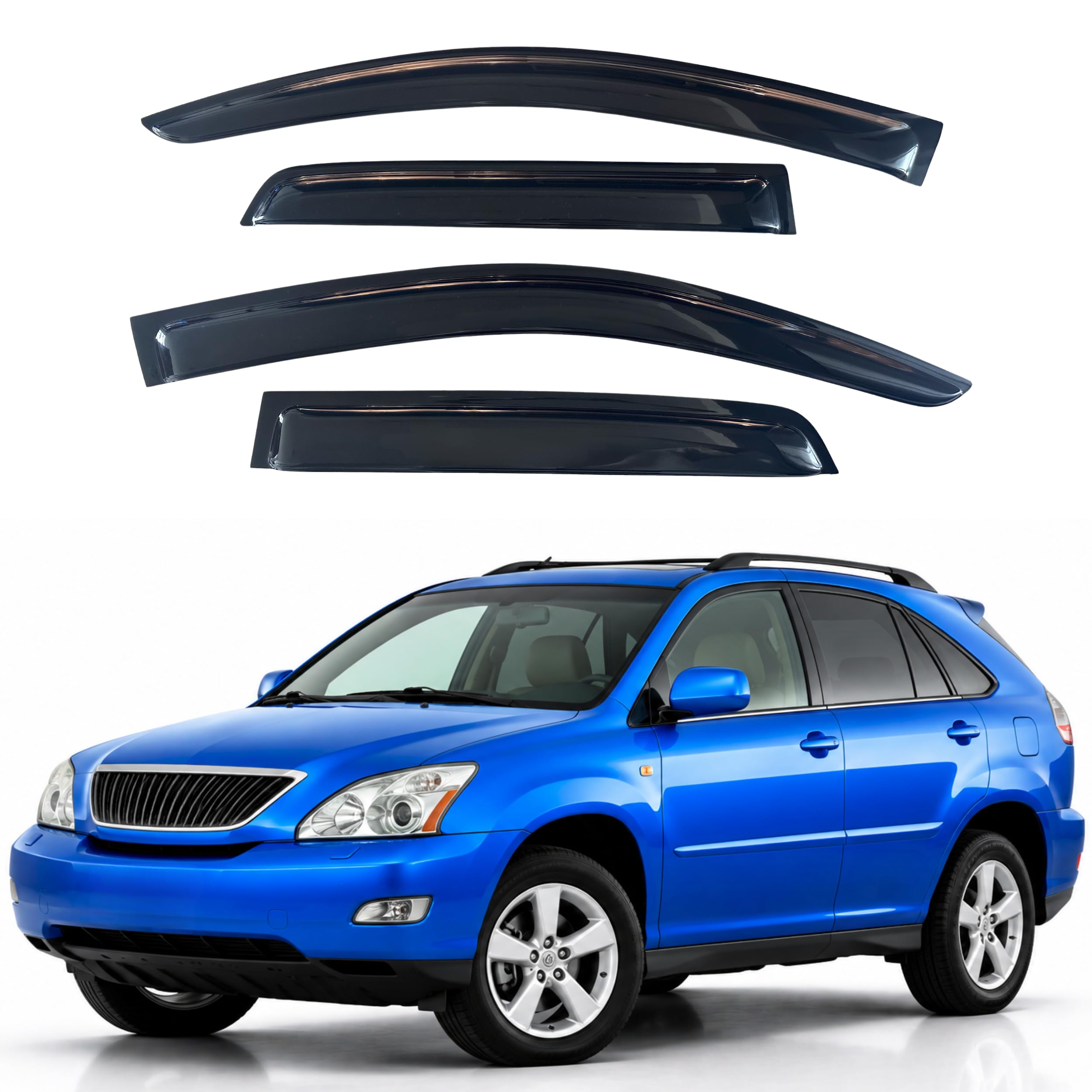 IG Window Visors Fit for 2004-2009 Lexus RX330 RX350 RX400h, Out-Channel Rain Guards Vent Wind Deflectors 4PC, Car Accessories for 04-09 Lexus RX Series