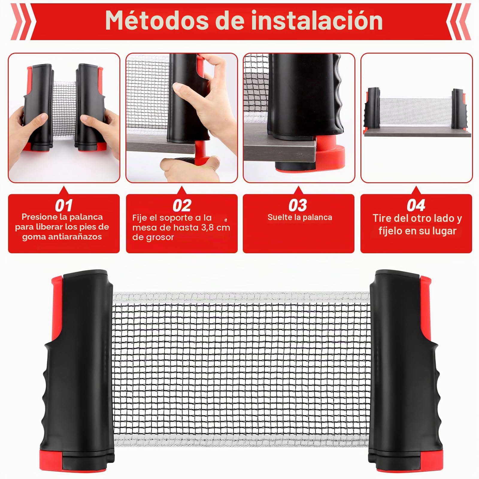 Juego de raquetas de tenis de mesa, juego de tenis de mesa profesional, red de tenis de mesa con red para niños 2 raquetas de tenis de mesa + red retráctil, 3 pelotas de ping-pong, 1 * bolsa de malla