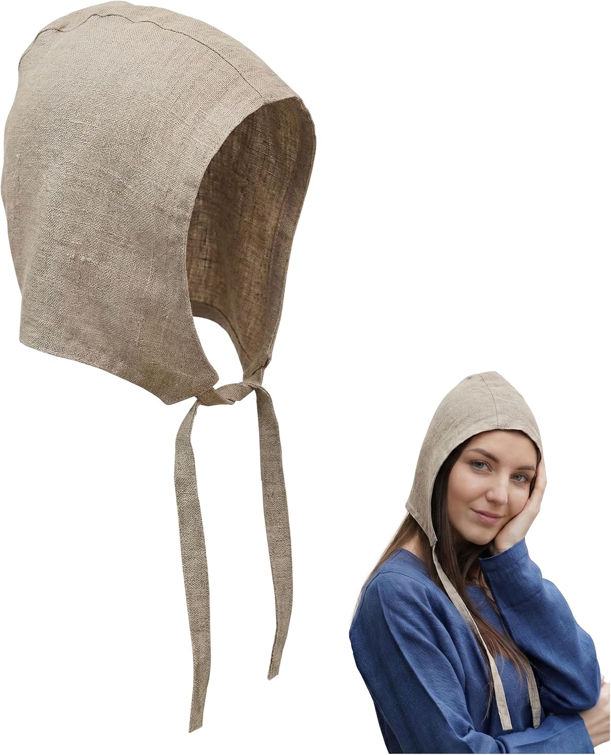 Medieval Linen & Cotton Headwear Cap - Coif and St Birgitta Cap for LARP, Renaissance Fair & Reenactment