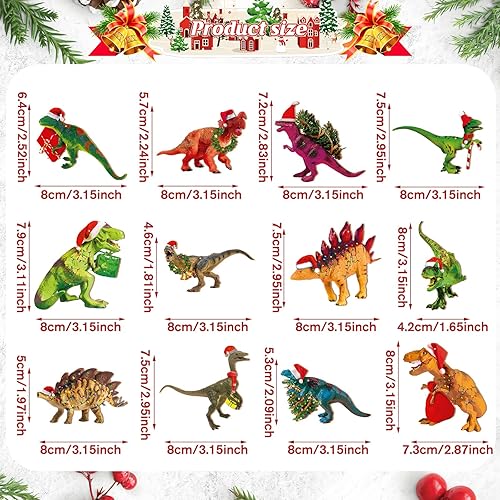 Miniatura 3 de Glenmal Juego de 24 adornos navideños de dinosaurio y pingüinos para granja, adornos colgantes de animales con cuerda para decoración de árbol de