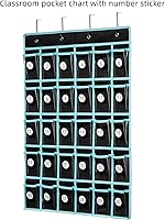 Vista 3 de KEEPJOY Organizador de bolsillo para aula, soporte para calculadora de teléfonos celulares para aula con 30 bolsillos transparentes y etiqueta