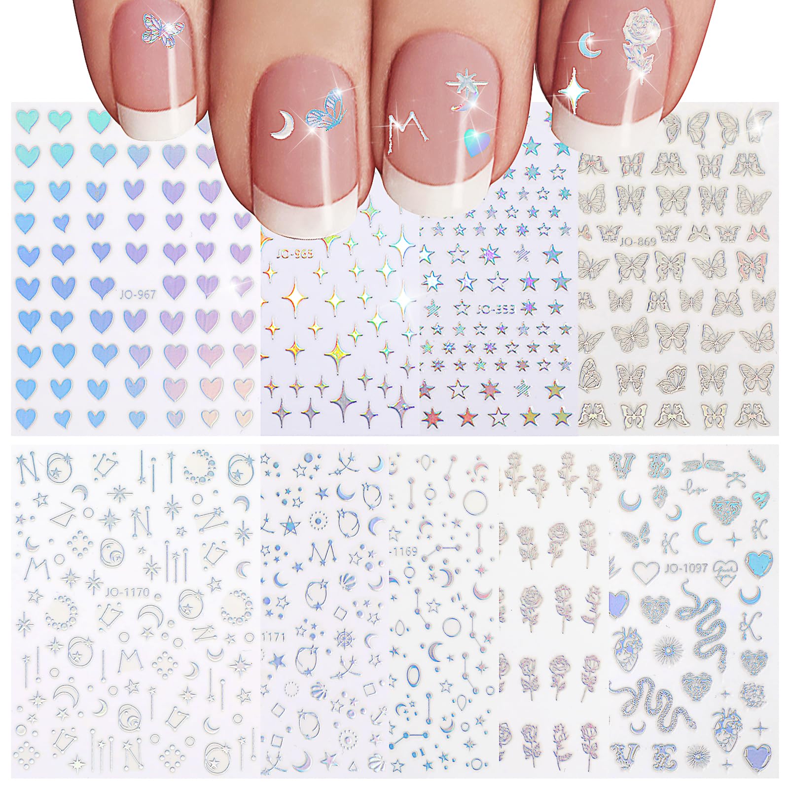 Nagelsticker Schmetterlingsform, 4 Blatt – Rosa, Für Nail Art