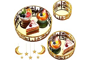 Exquisite 3-Piece Ramadan Mirror Trays: Enchant Your Eid Celebrations