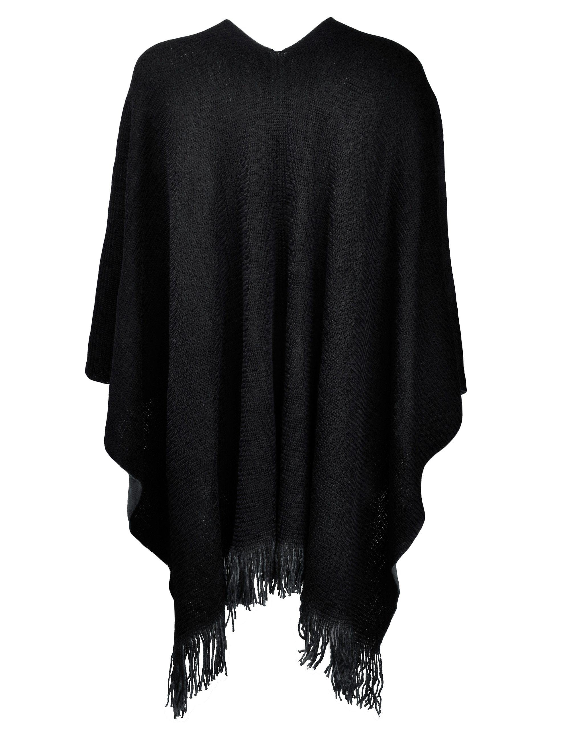ZLYC Donna Caldo Poncho Retrò Sfrangiata Mantella per Primavera Autunno Inverno