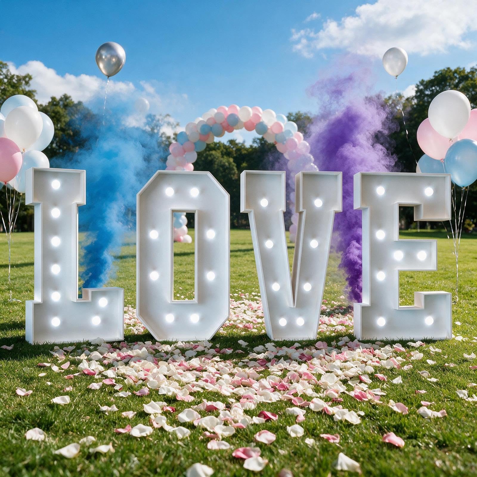 LOVE Leuchtbuchstaben Marquee Hochzeit Verlobung Heiratsantrag Deko | KT-Schaumplatte Vorgecutt, Leichter Aufbau, Kabellos, Leicht, for Polterabend Deko(Cool white,100cm)