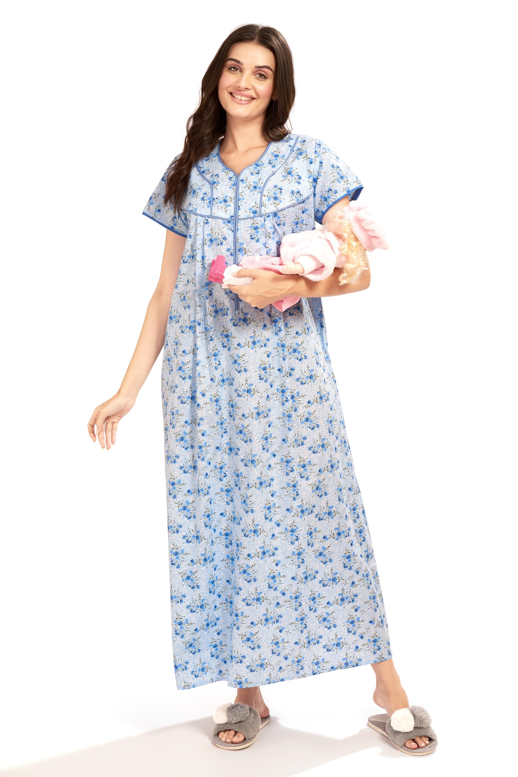 AV2 Women's Cotton Floral Maxi Nighty-image-34