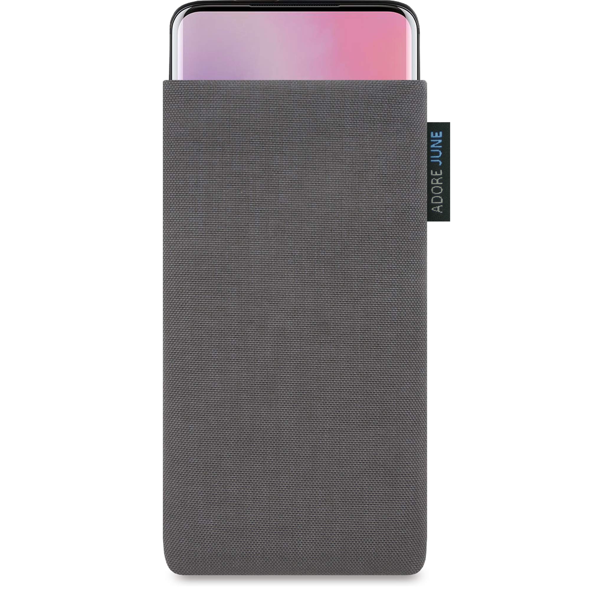 Adore June Classic Protection Sleeve compatible with OnePlus 7 Pro and OnePlus 7T Pro, Pouch Case Made of Durable Fabric with Display Cleaning Effect, Dark Grey