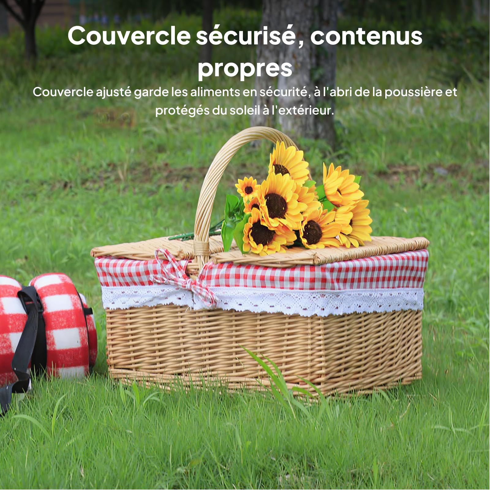 Sharplace Panier de Pique-Nique en Osier Vintage, Panier de Rangement pour Les Fêtes en Plein Air dans Le Parc