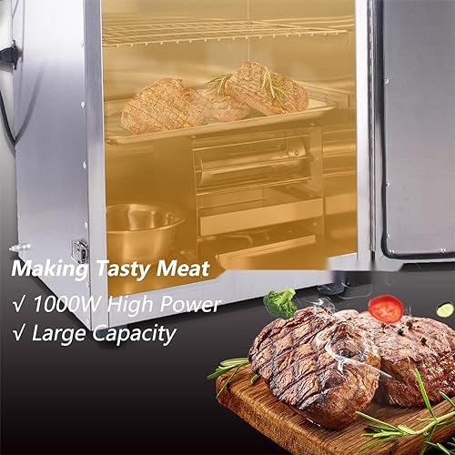 Miniatura 7 de CLIVIA Ahumador vertical eléctrico, horno digital de 9 capas para barbacoa al aire libre con temperatura ajustable y controlador de tiempo, cocción