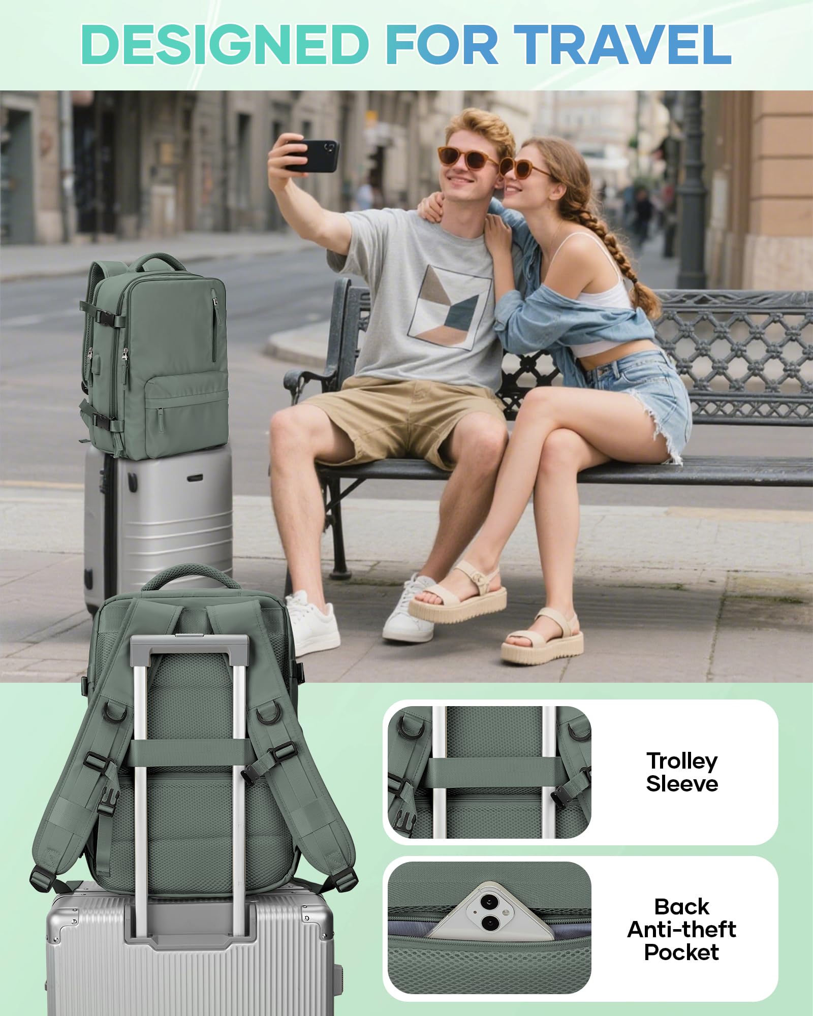 SZLX Plecak Podróżny Ryanair Cabin Bag 40x20x25 Torba Kabinowa pod Siedzenie Torba Easyjet 45x36x20 Cabin Bag Damski Plecak na Laptop z wyjściem USB Plecak Turystyczny Wodoodporny Męski