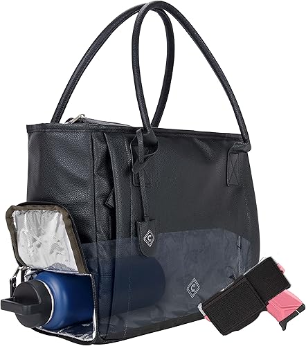 Allen Company Bolso de transporte oculto para niñas con armas 'Casual Cosmic' con gran bolsillo térmico aislado, piel sintética, color negro