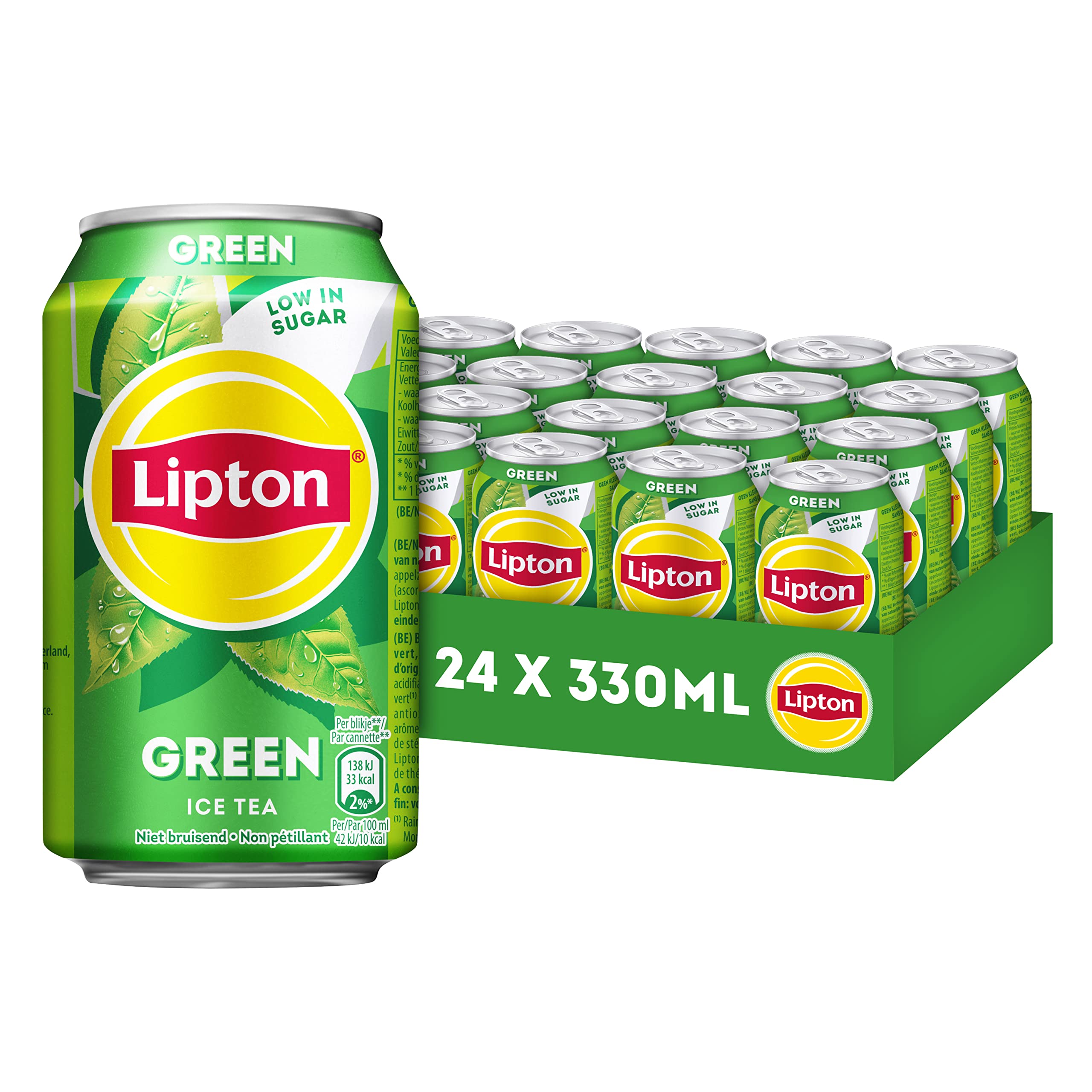 Lipton Original Ice Tea Green, een heerlijk verfrissende ijsthee - 24 x 330 ml - Voordeelverpakking