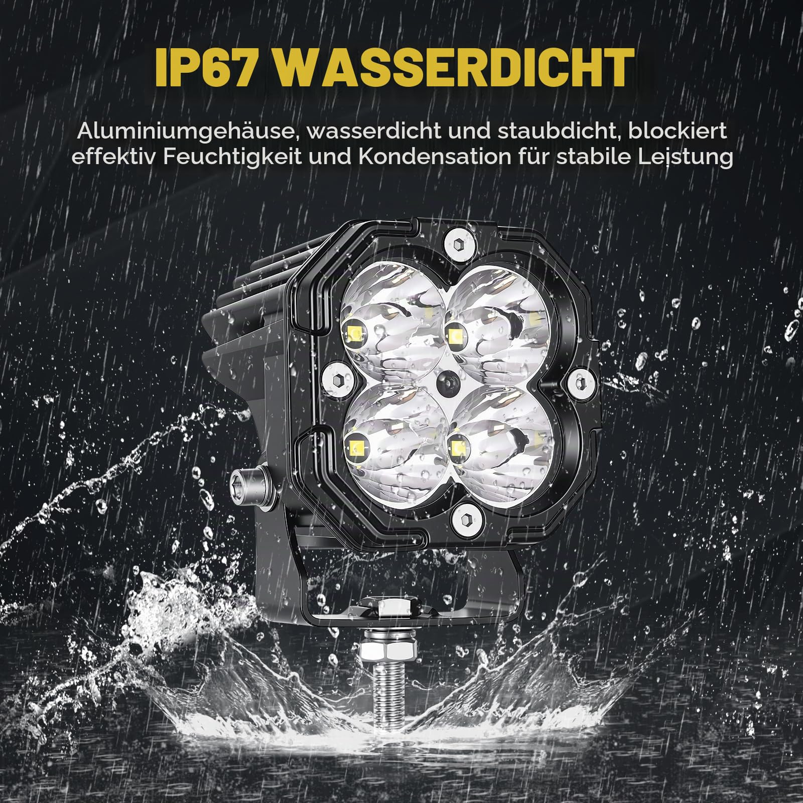 RIGIDON 2 x Mini Led Scheinwerfer, 3 Zoll 30W 3000LM Offroad Lights Spot | 12V 24V 6000K Weiß Wasserdicht Arbeitsscheinwerfer Zusatzscheinwerfer für Auto SUV ATV KFZ LKW Traktor Bagger 4x4 Motorrad