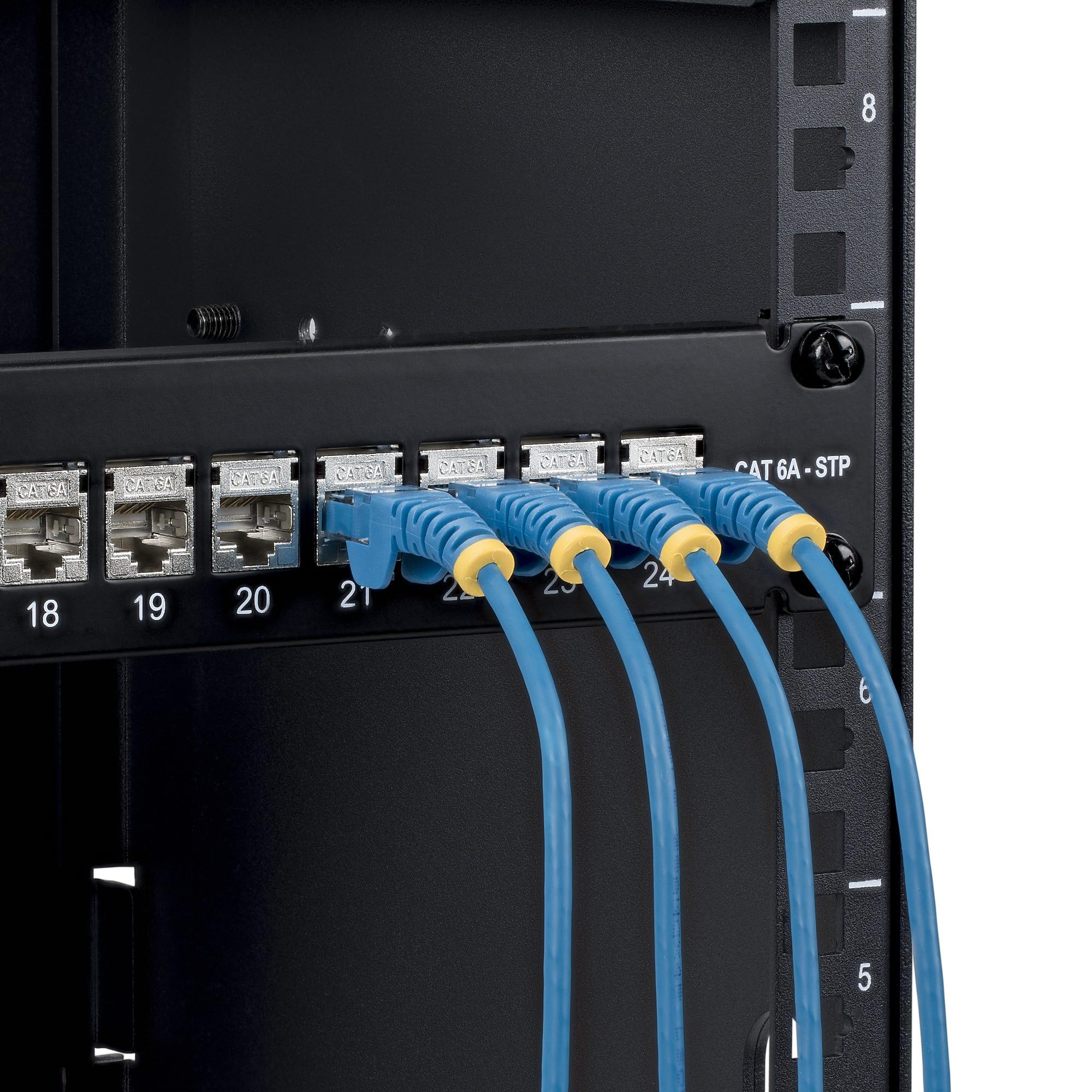 StarTech Patch Panel Passante 24 Porte 1U Cat6a STP (C6APANELSTP241UFT) | Con Barra di Gestione Cavi Integrata, Montaggio su Rack da 19 Pollici, Accoppiatori RJ45 Inline