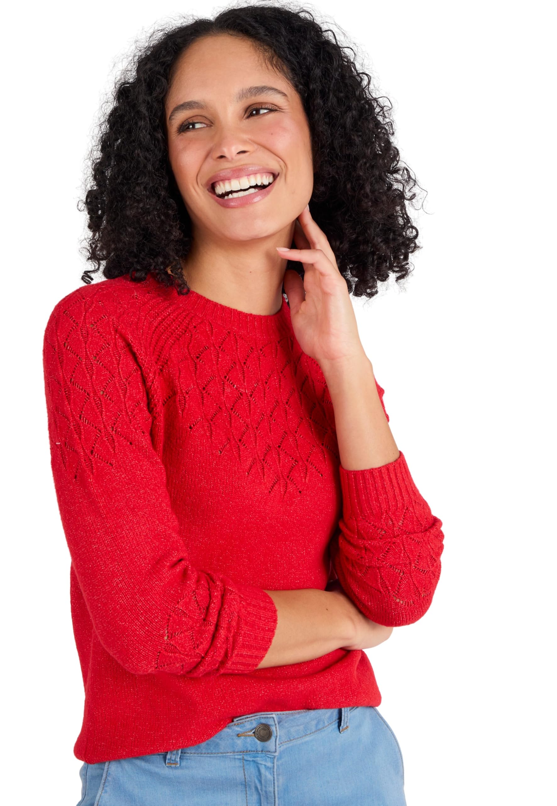 Damart - Fancy Knit Jumper, Bright Red, 14/16